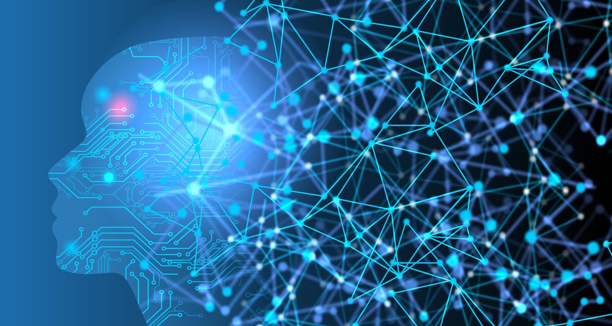 Circuit-board profile connected to a network, representing AI governance