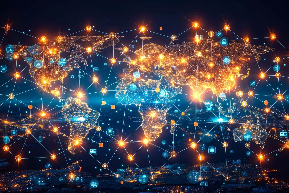 World map with glowing connected nodes representing the Signal Fabric